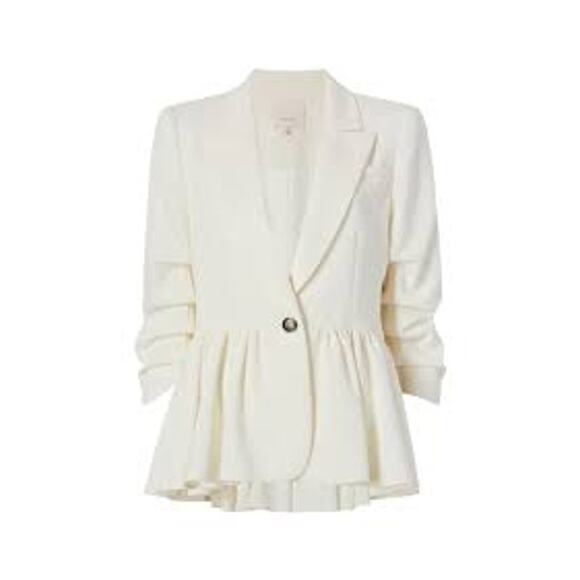 Cinq á Sept Kourtney Blazer Ivory ZJ5391319Z-IVO Single Breasted Ruffle XS US2 - Picture 7 of 8